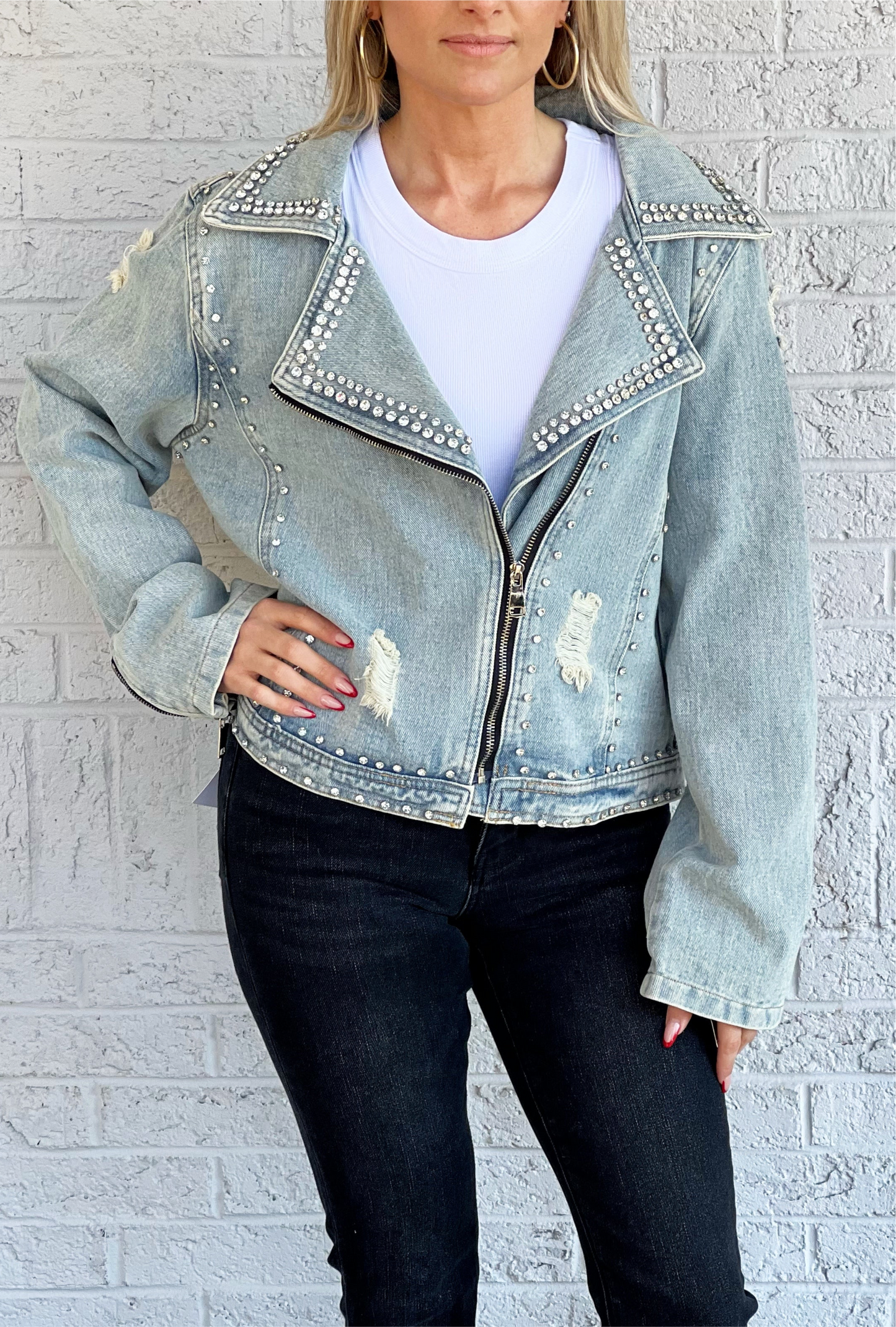 Rhinestone Denim Jacket