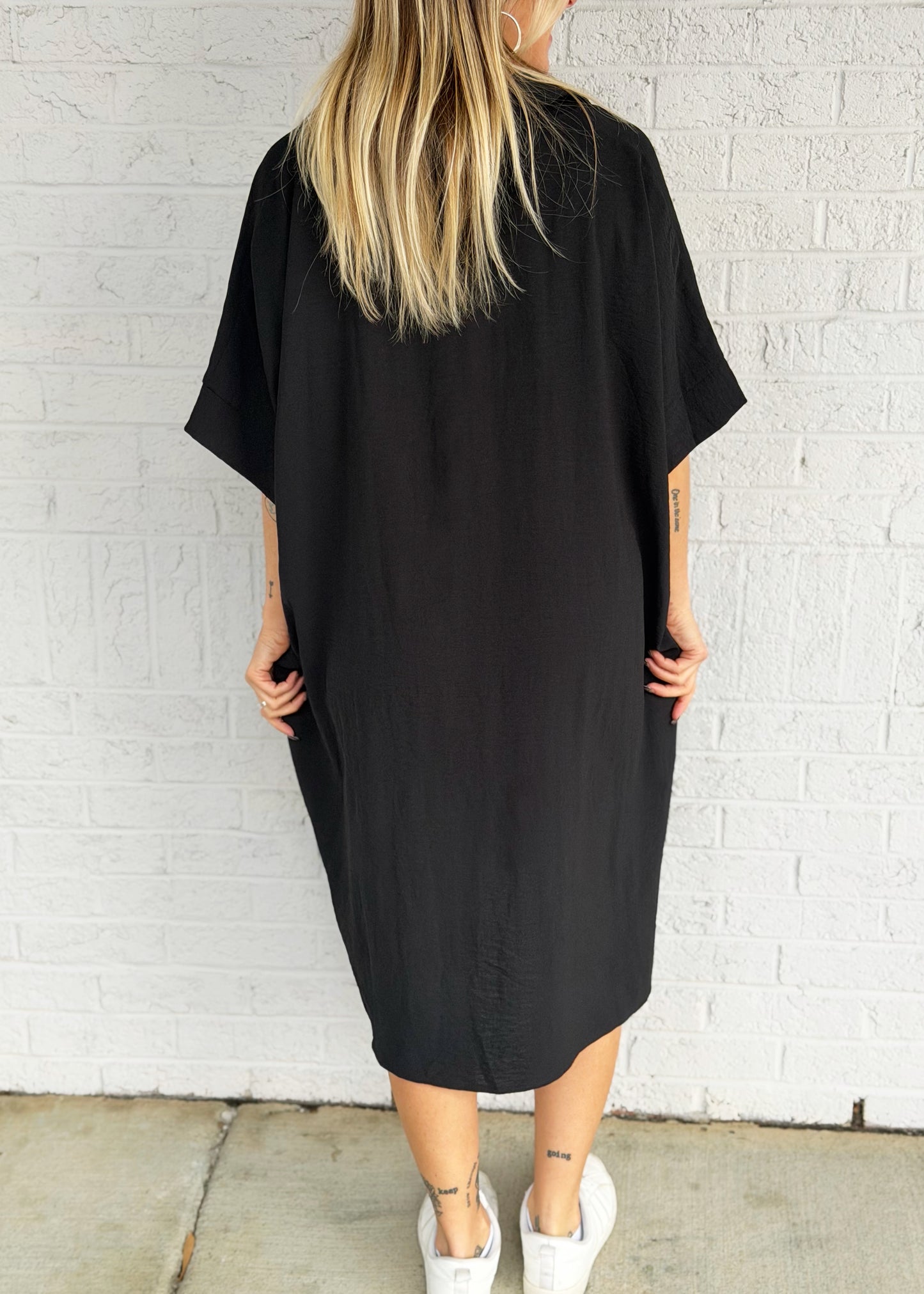 Black Button Down mini dress