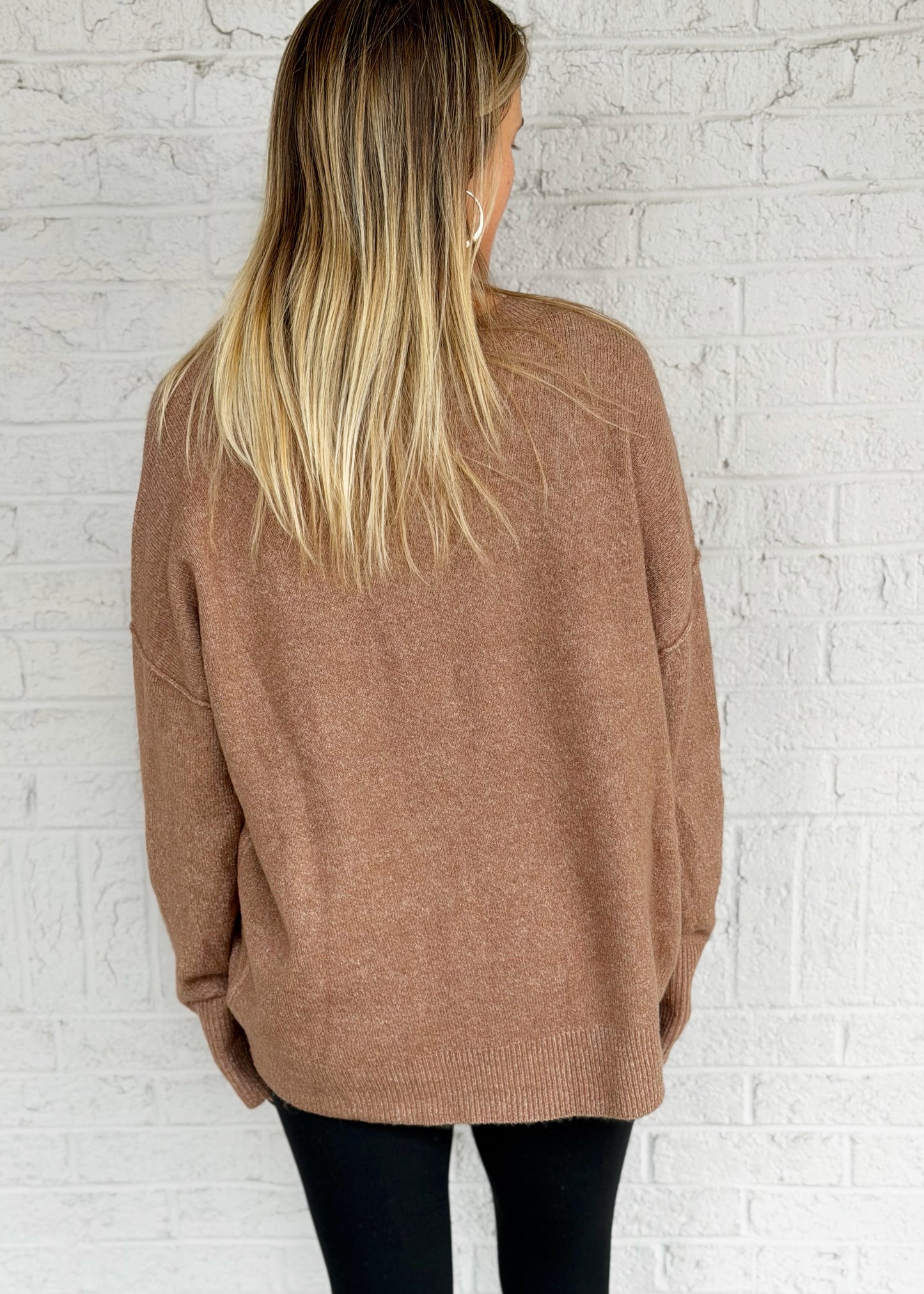 Deep Taupe Long Sleeve U neck Top