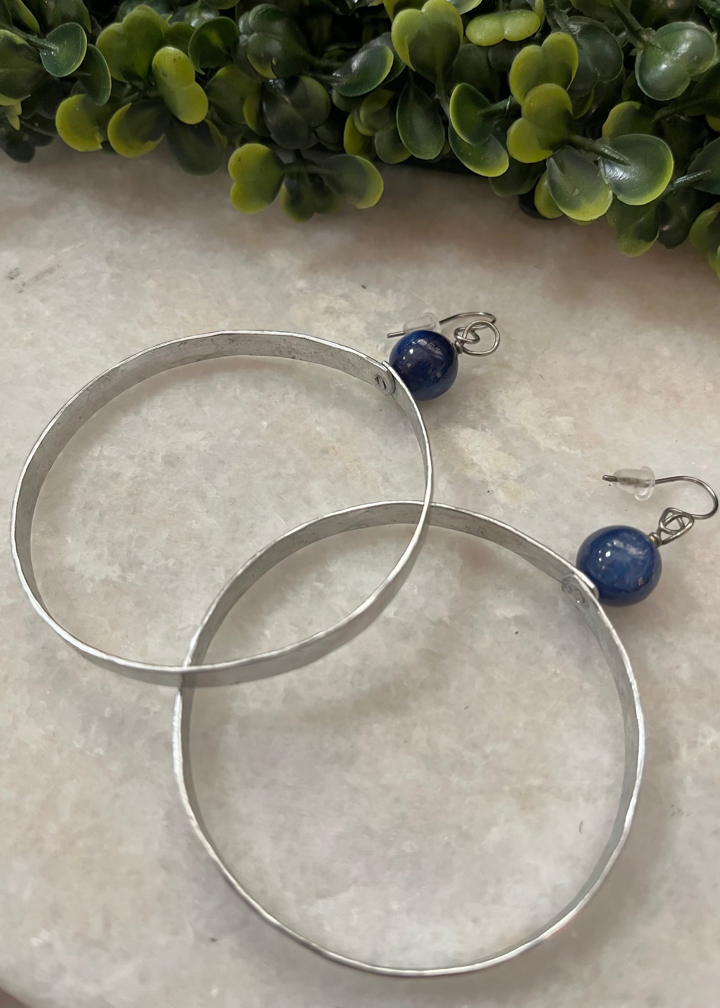 Silver Blue Orbit Earrings - Large