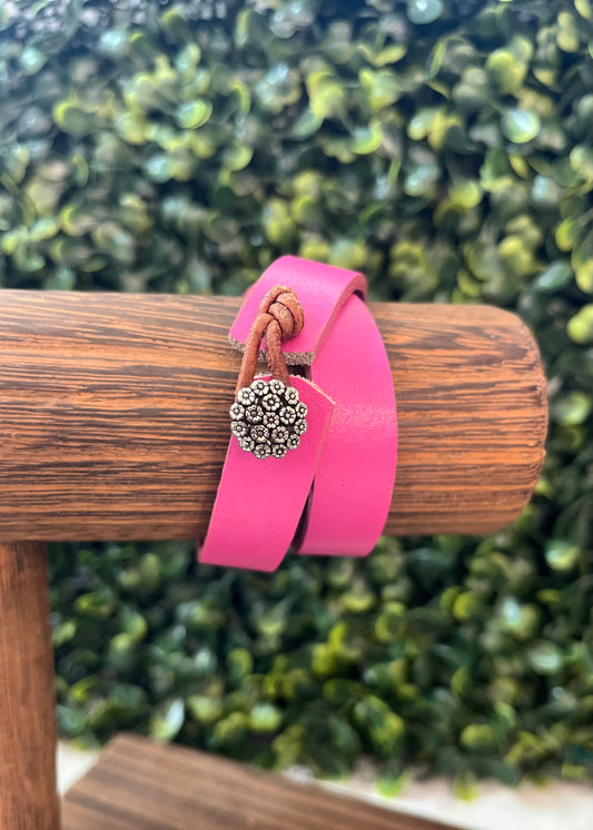 Pink Leather Bracelet