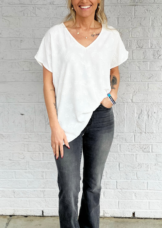 Off White Floral Detail Blouse