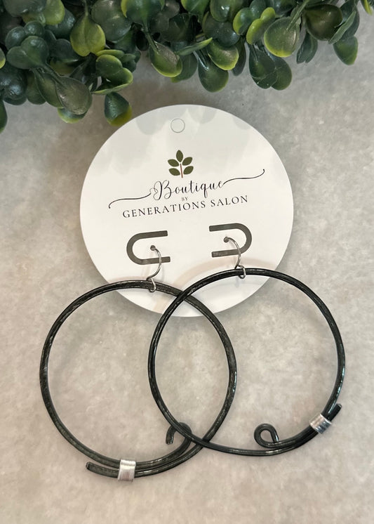 Large Swirl Black Earrings