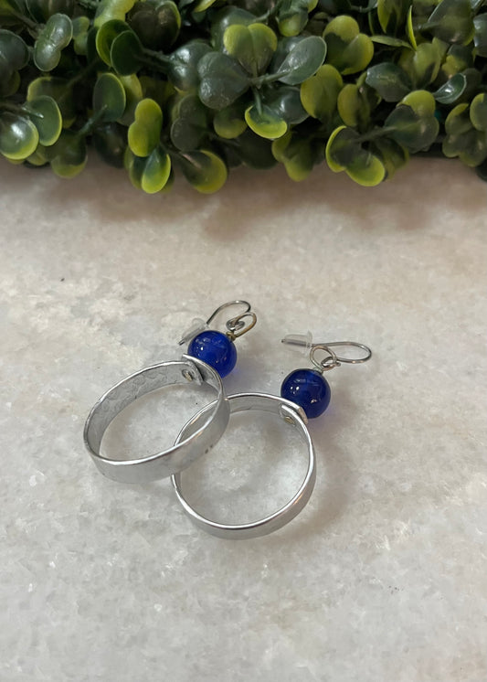 Silver Blue Orbit Earrings - Small