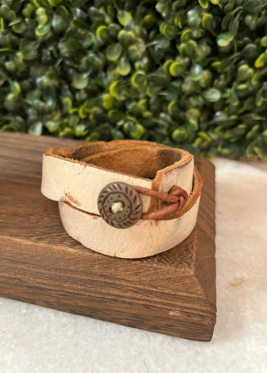 Distressed Leather Wrap Bracelet