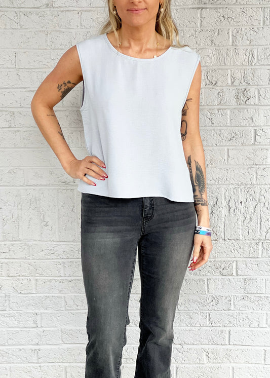 Sleeveless Light Blue Blouse