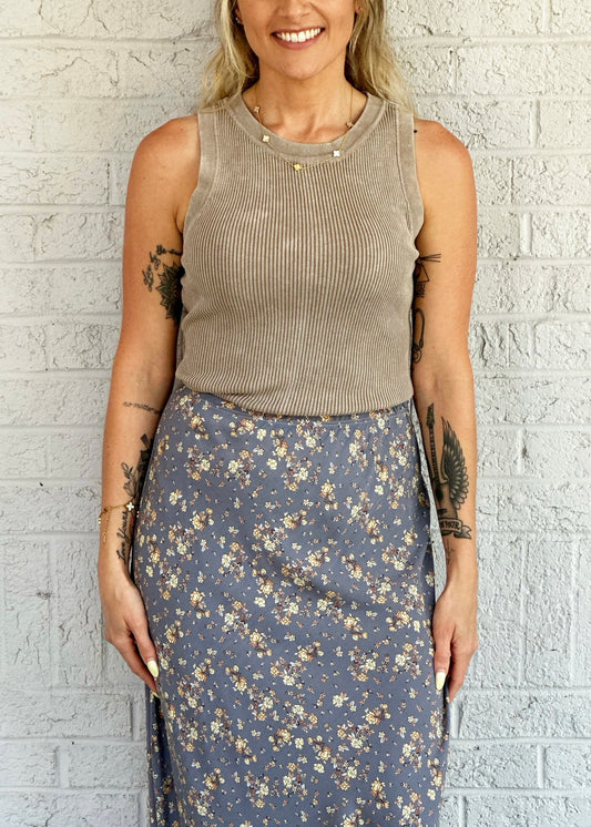 Ribbed Tank in Mocha
