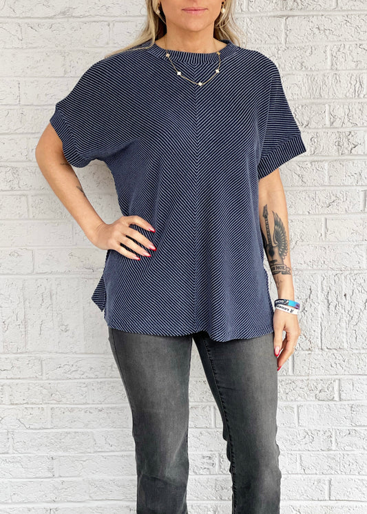 Navy Ribbed Tee