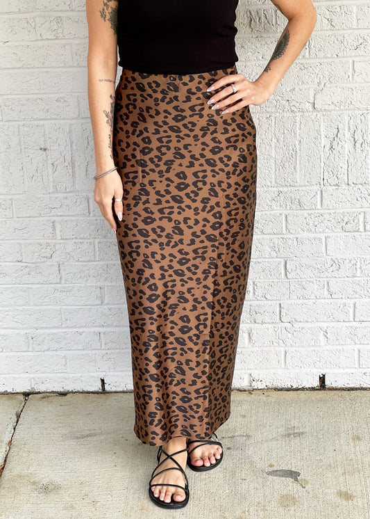 Brown Animal Print Skirt