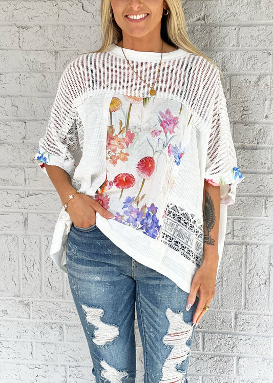 Floral Contrast Top