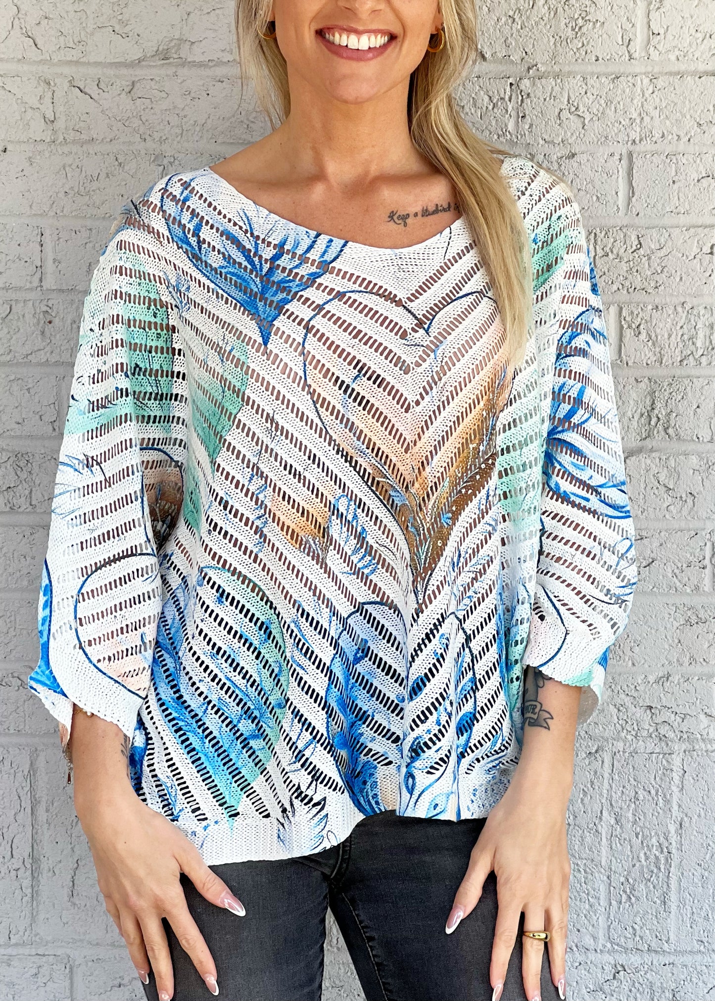 Heart Patterned Knit Sweater