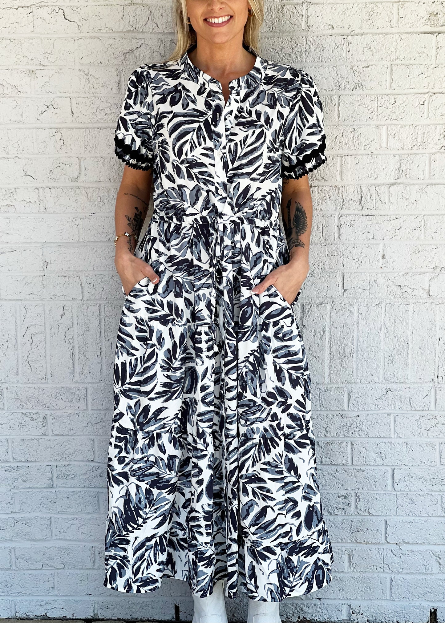 Black and White Floral Dress