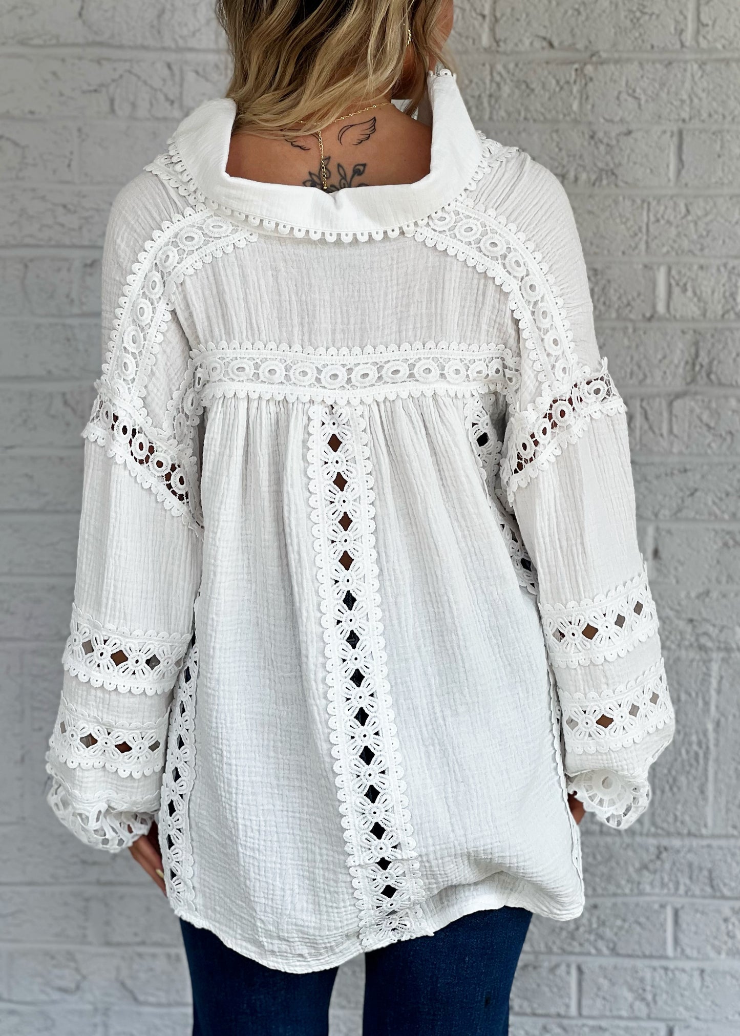 White Button Down Crochet