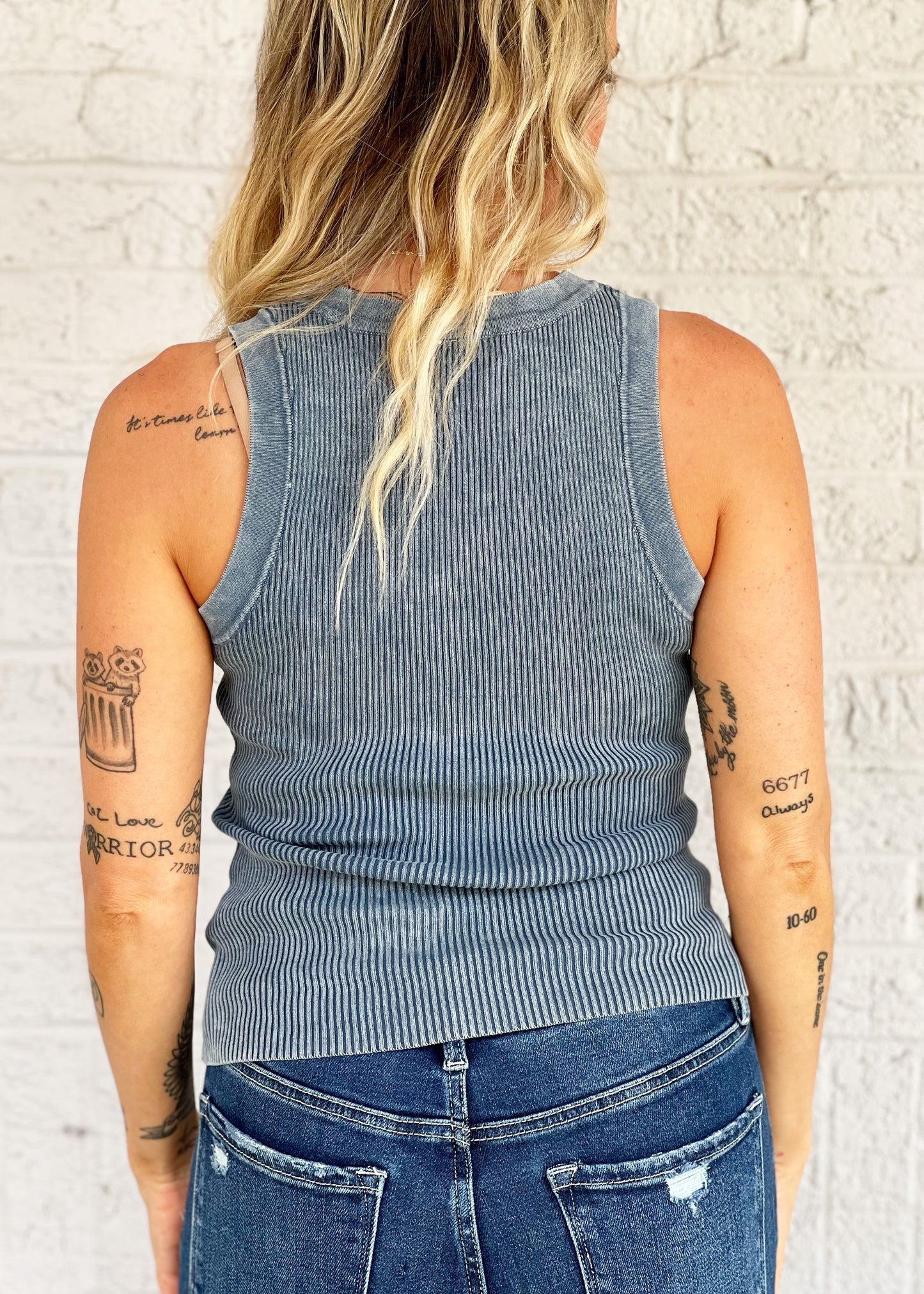 Ribbed Tank in Denim