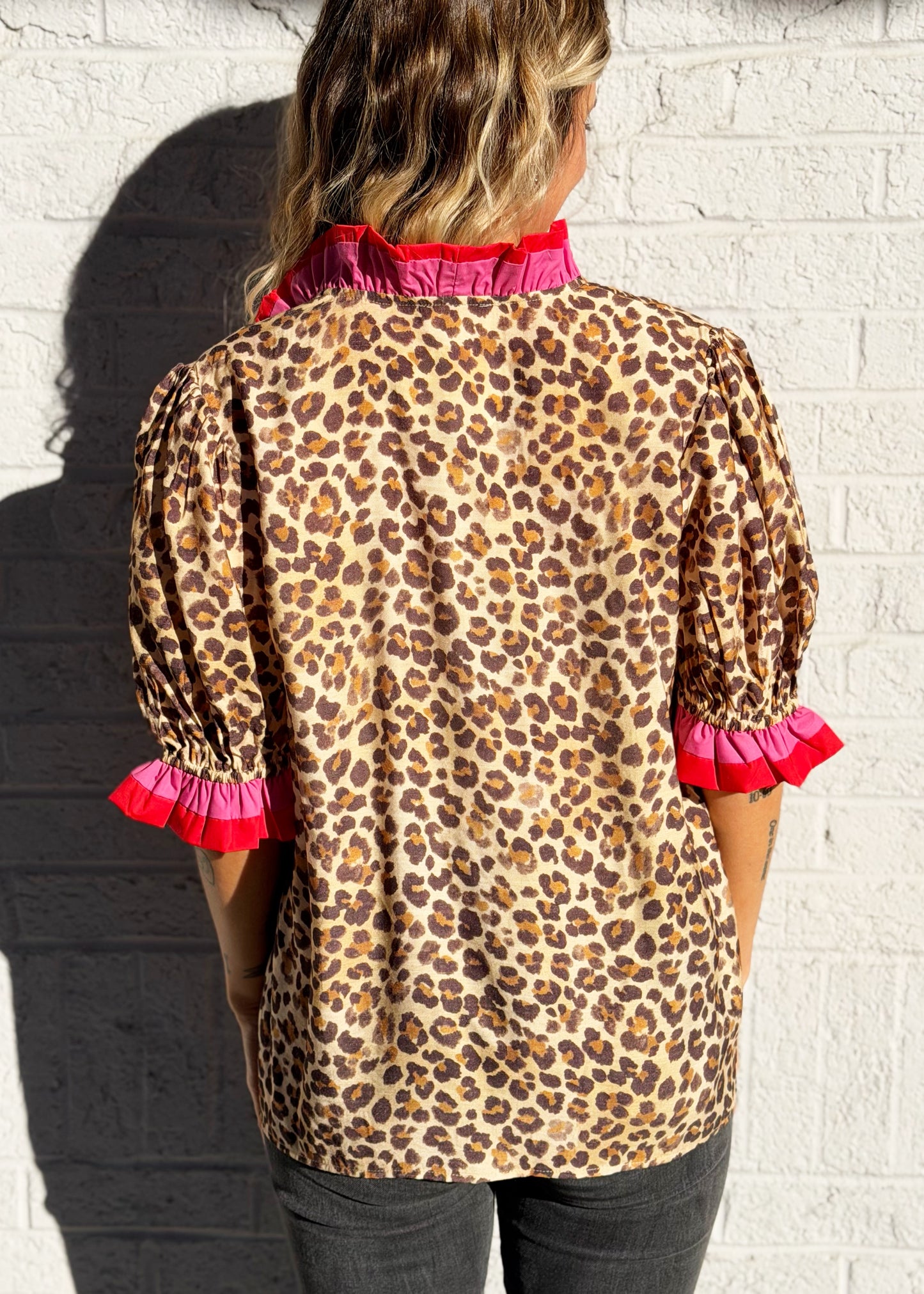 Contrast Leopard Blouse