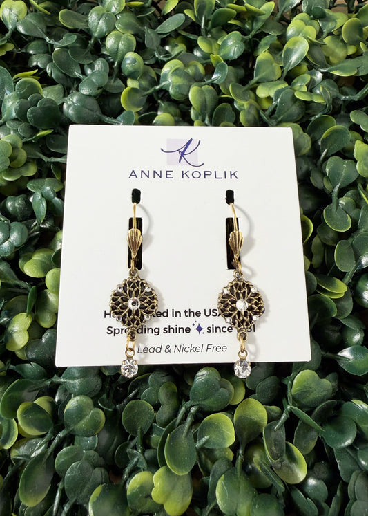 Forever Filigree Round Victorian Crystal Drop Earrings