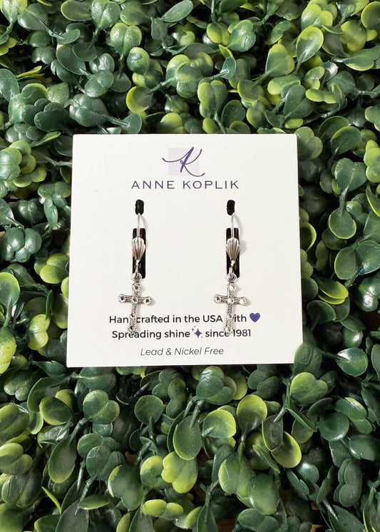 Isabella Silver Small Crystal Cross Earrings