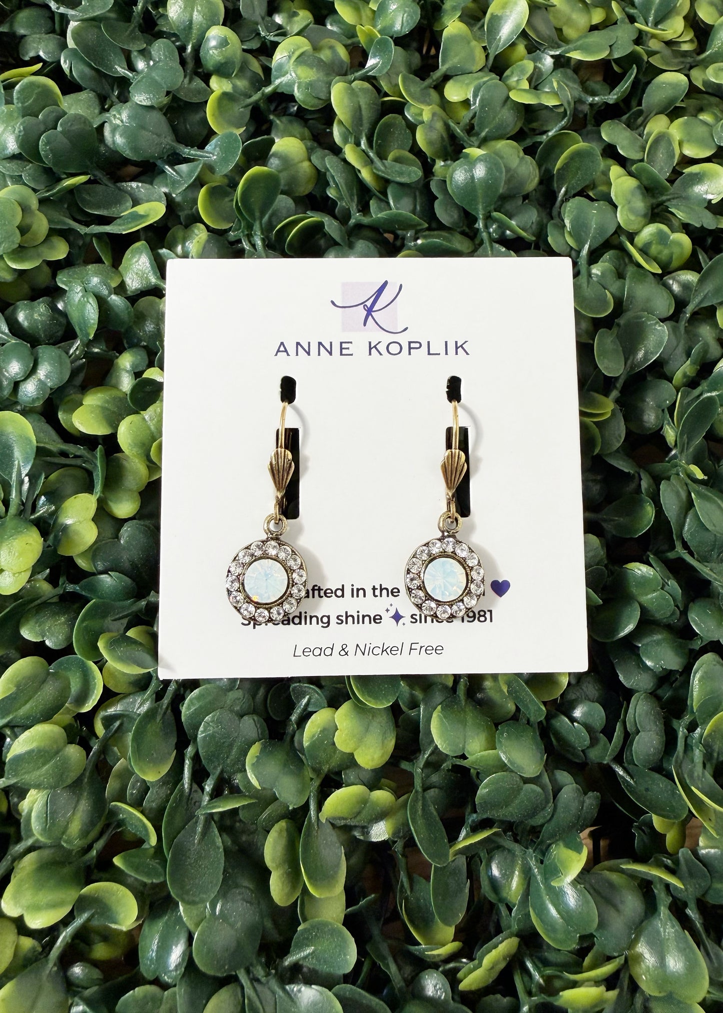White Opal Halo Crystal Drop Earring