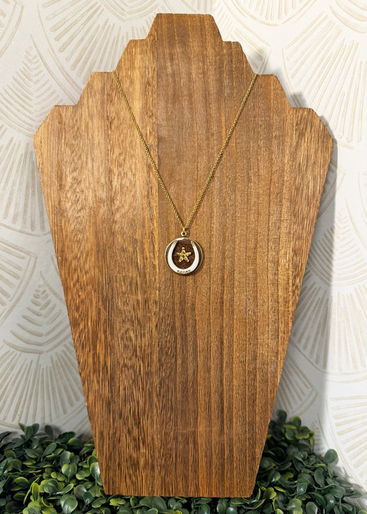 Texas Lucky Star Horseshoe Coastal Cowgirl Crystal Necklace
