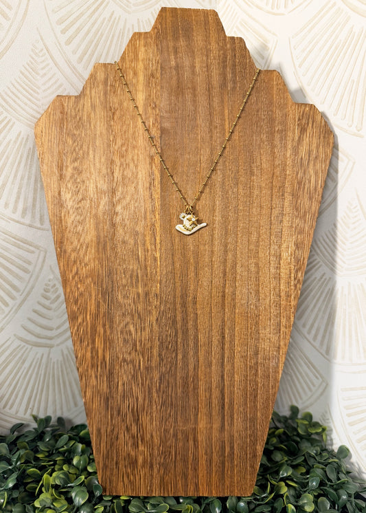 Round Em Up Rodeo Coastal Cowgirl Crystal Hat Charm Necklace