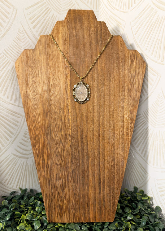 Anne's Vault Forever Vintage Glass Oval Crystal Necklace