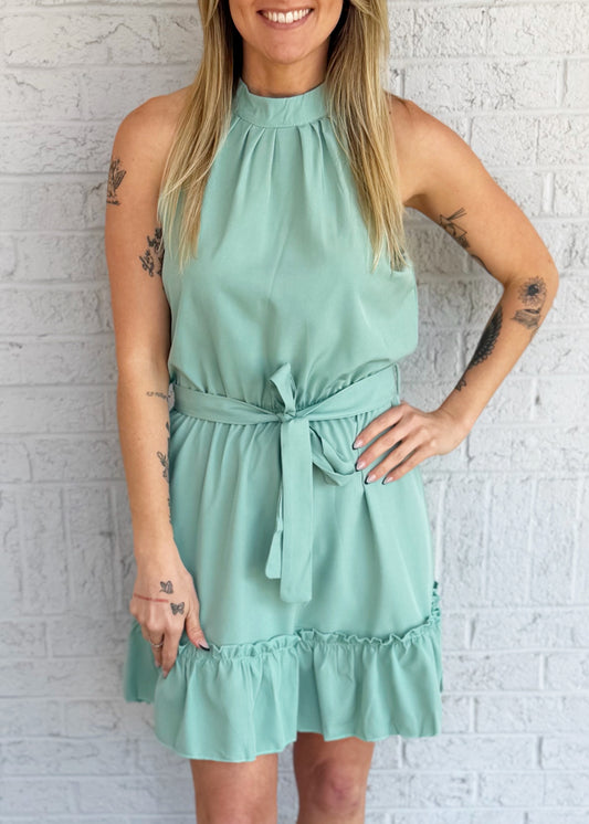 Mint Halter Mini Dress