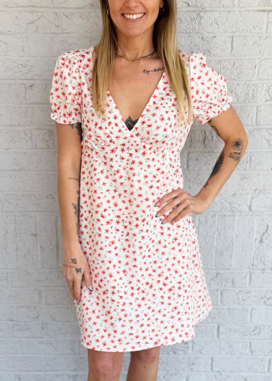 Floral Puff Sleeve Mini Dress
