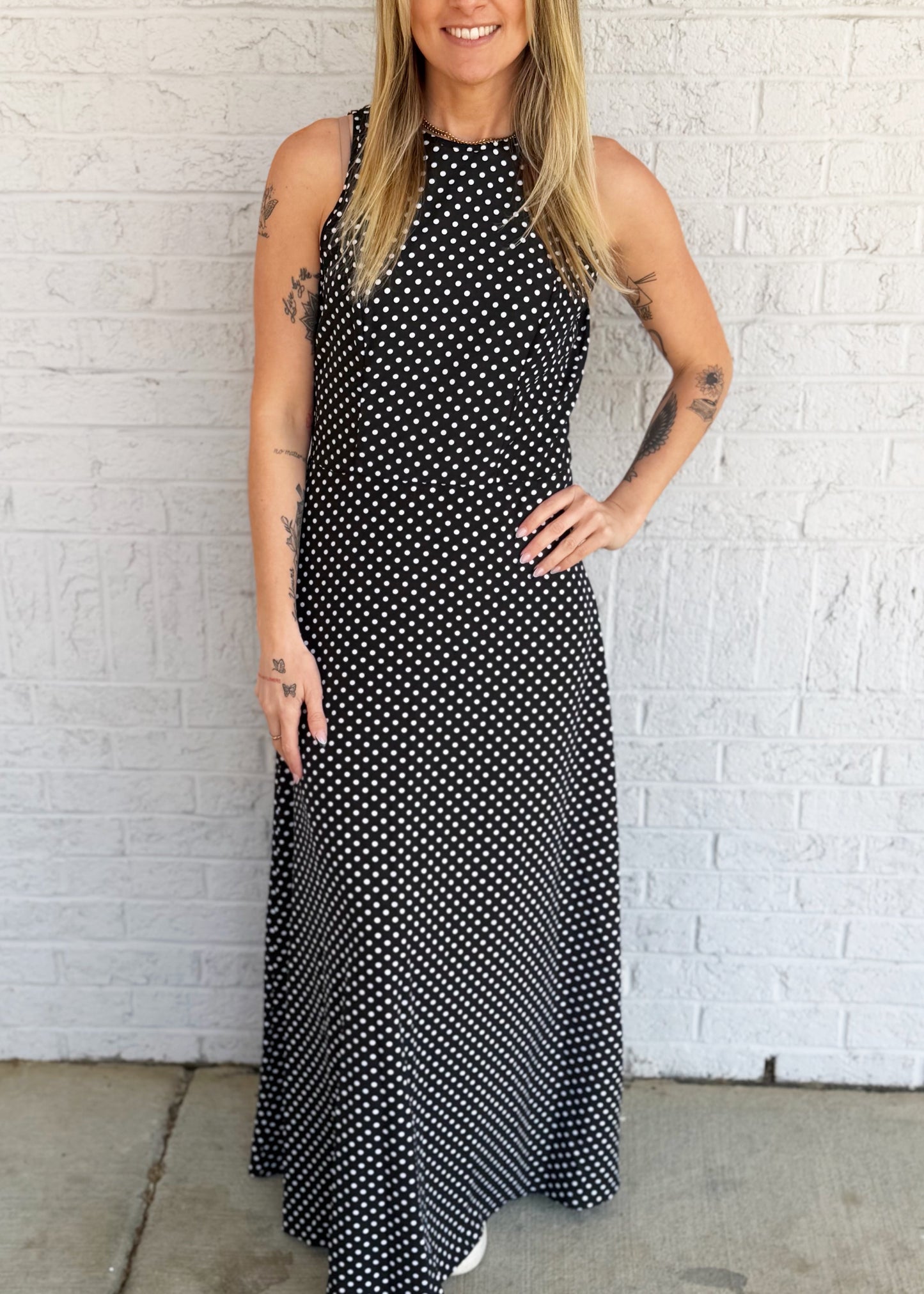 Polka Dot Open Back Maxi