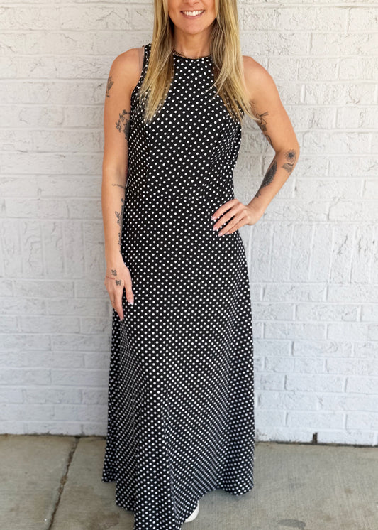 Polka Dot Open Back Maxi