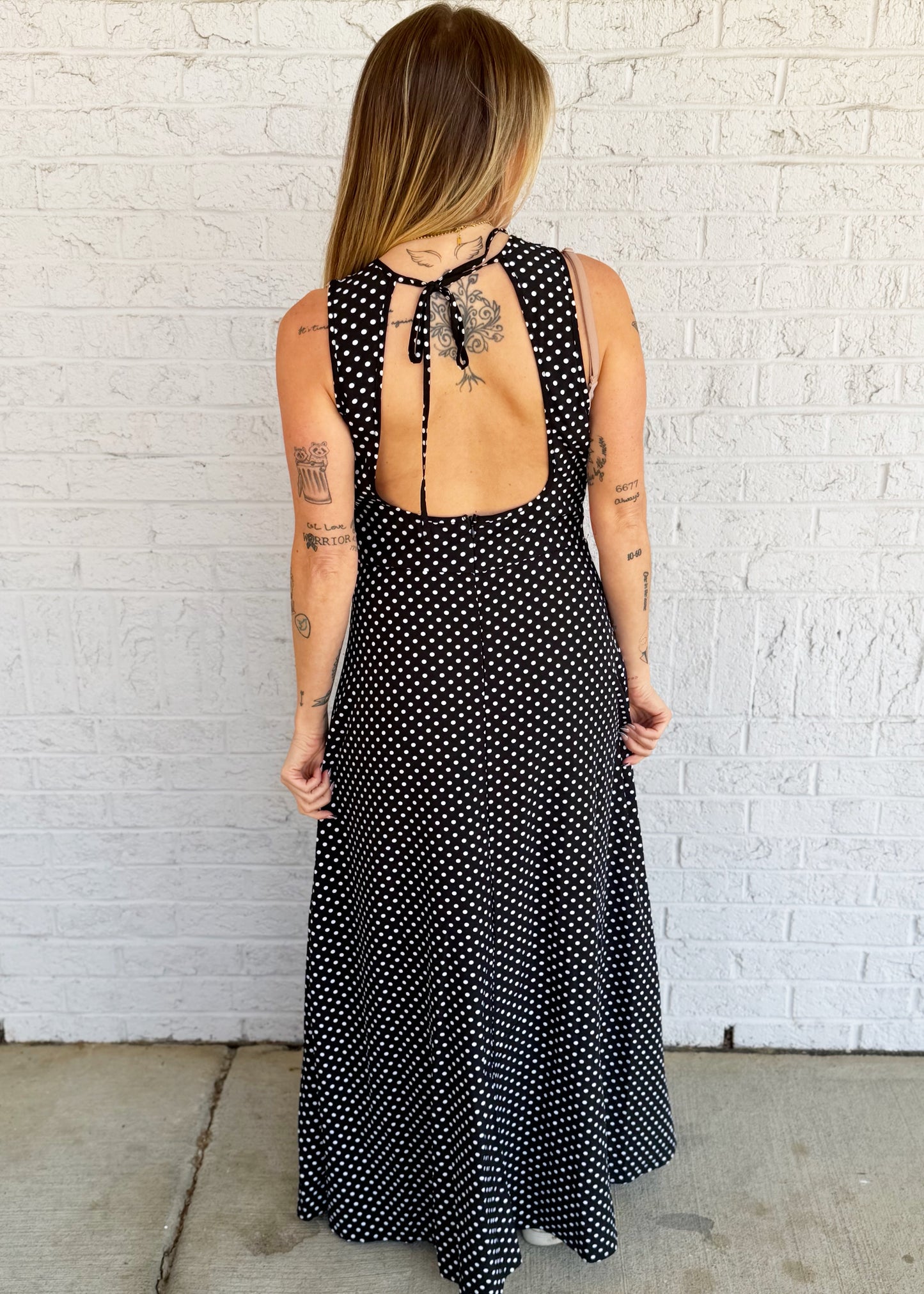 Polka Dot Open Back Maxi