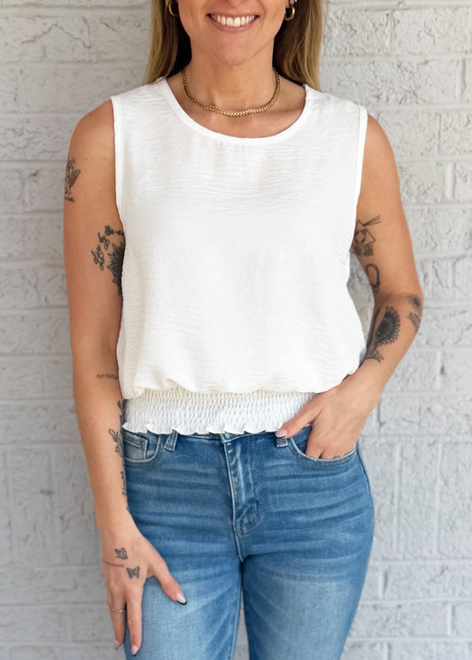 Smocked Hem Tank Top