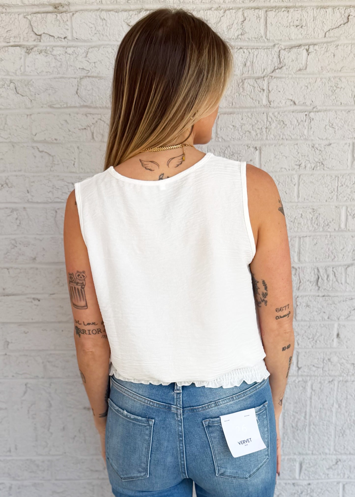 Smocked Hem Tank Top