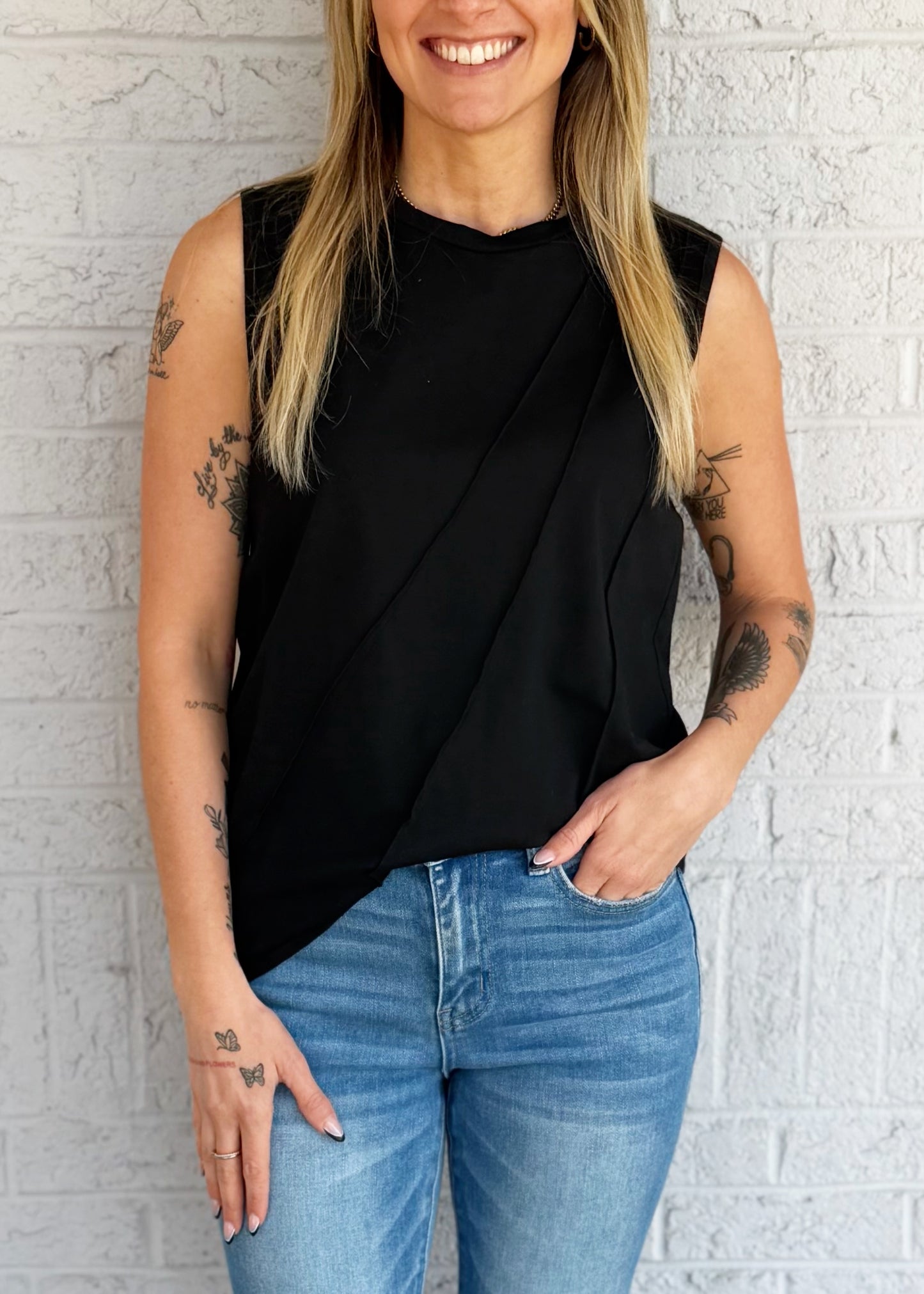 Loose Fit Black Knit Tank