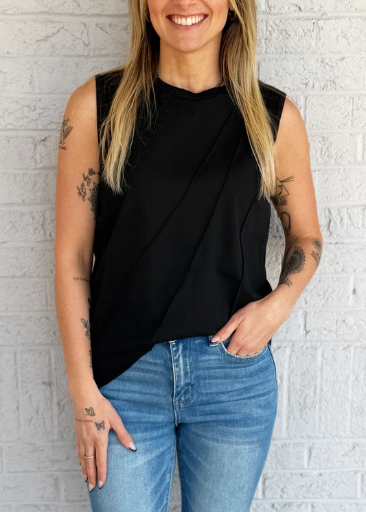 Loose Fit Black Knit Tank