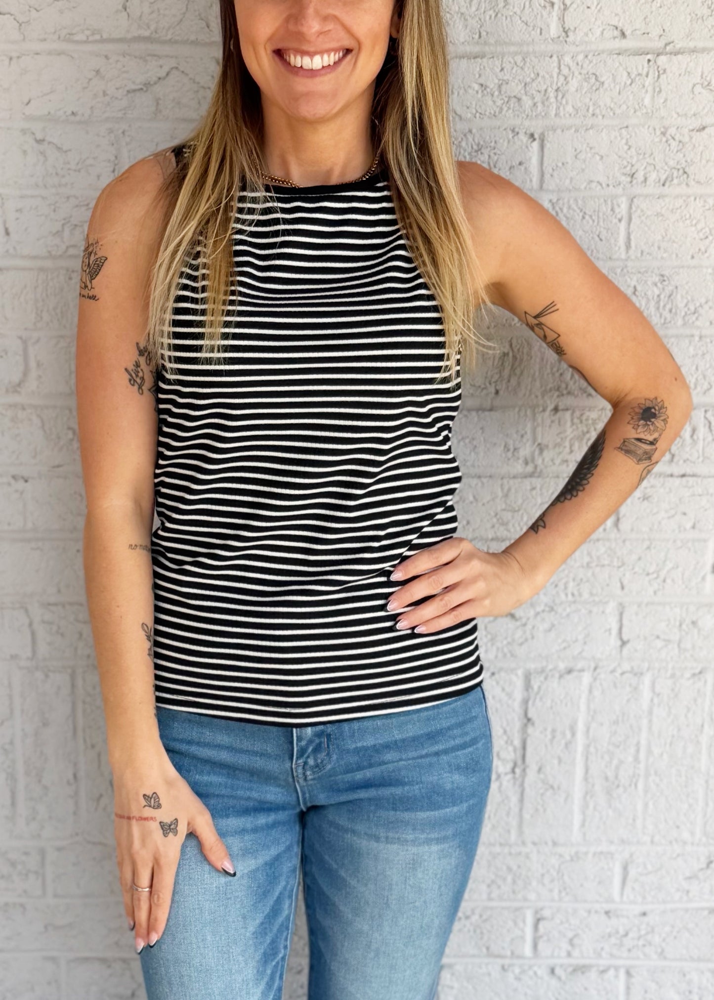 Striped Ribbed Knit Tank