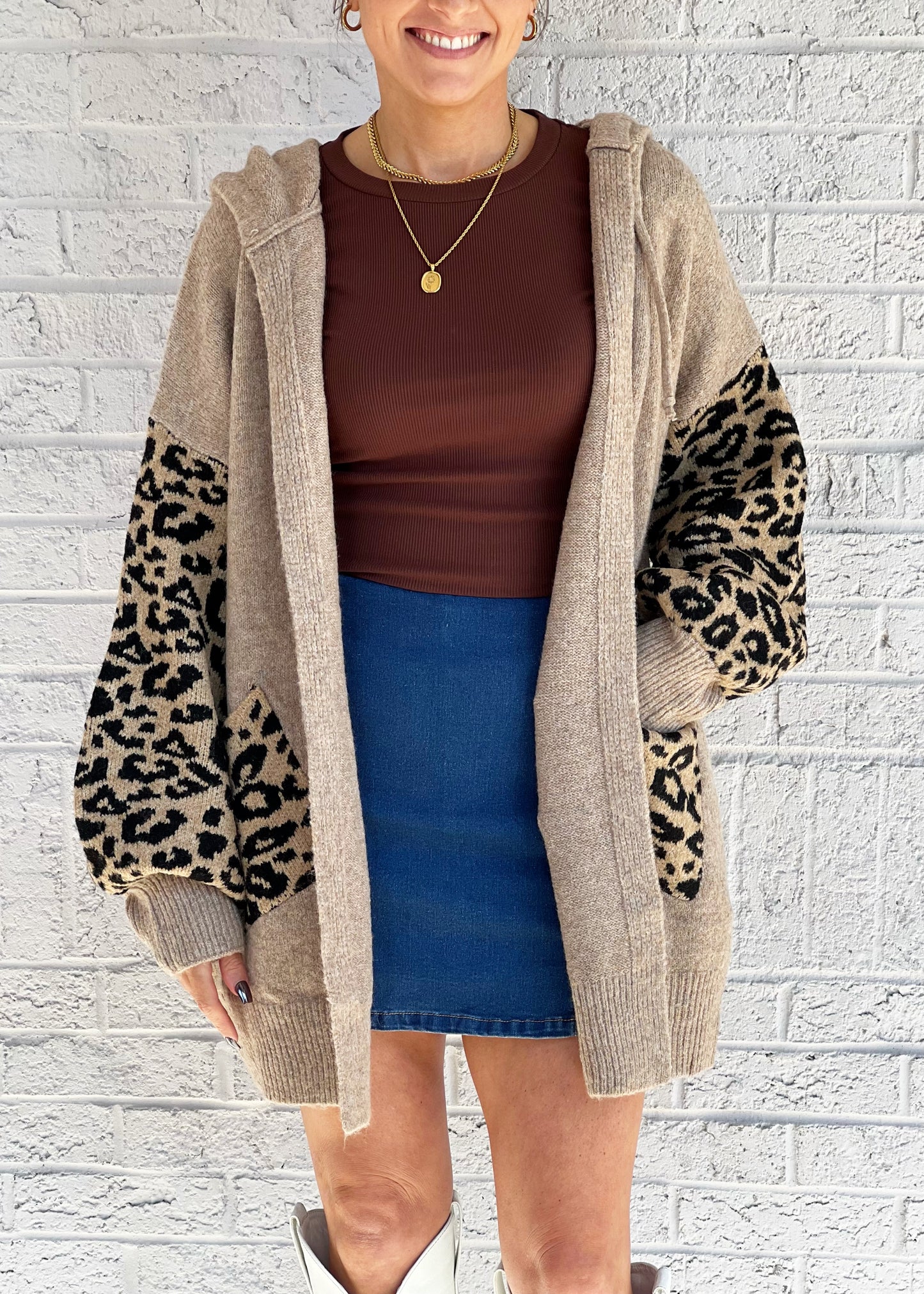 Leopard Contrast Cardigan