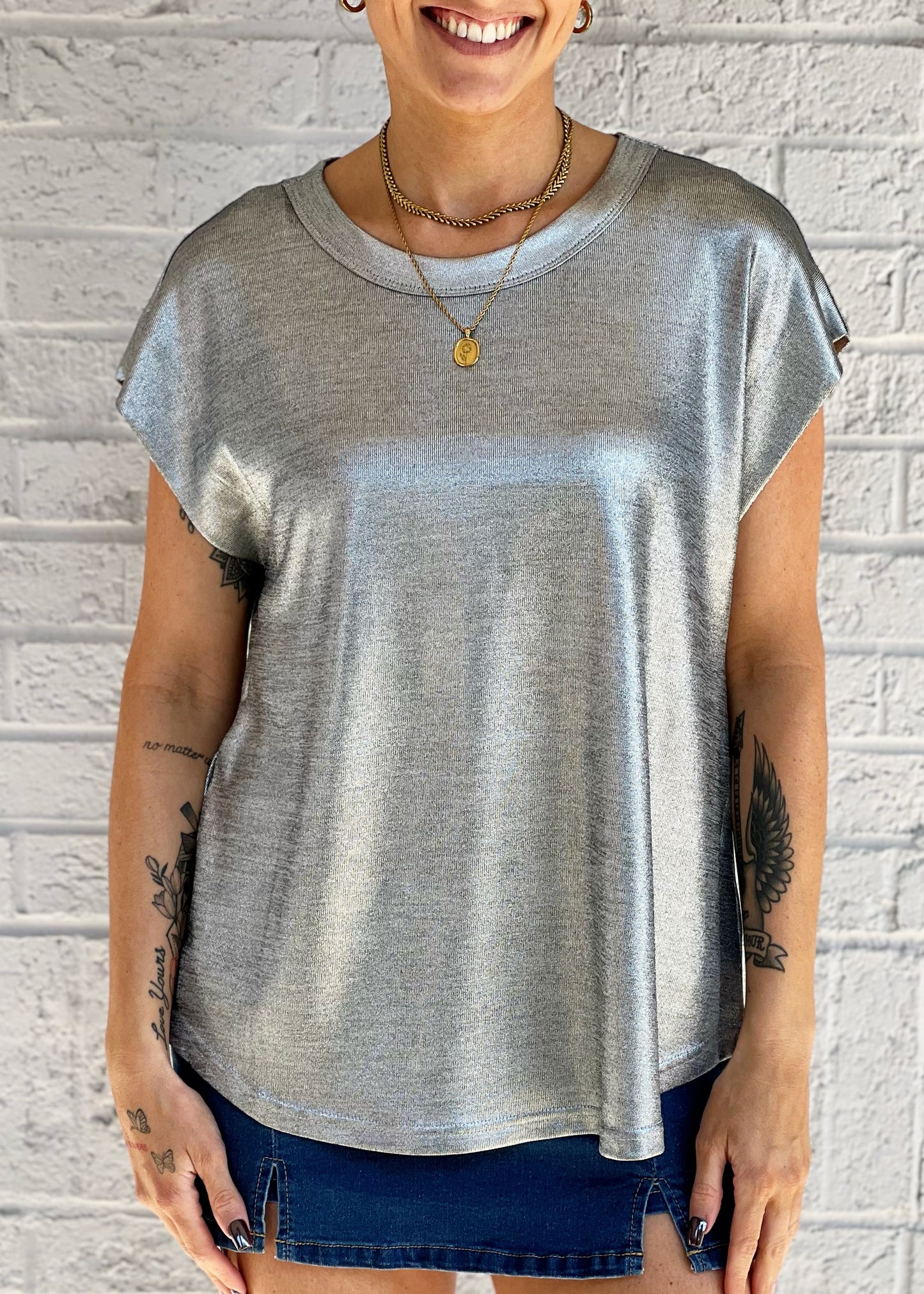 Mel Metallic Top