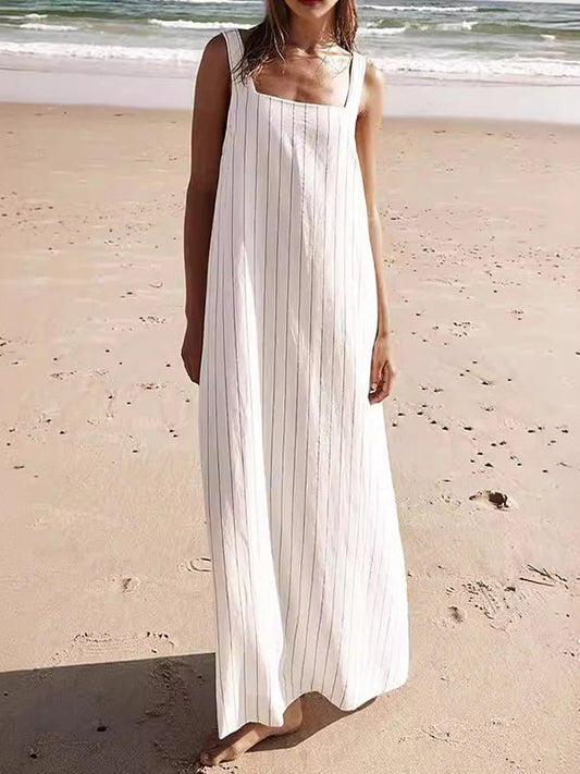 Striped Square Neck Maxi Dress