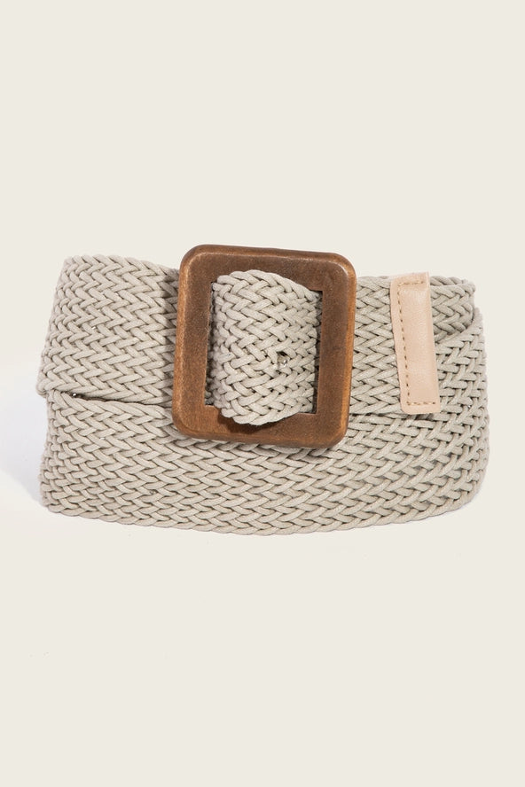 Wooden Square Buckle Braided Belt