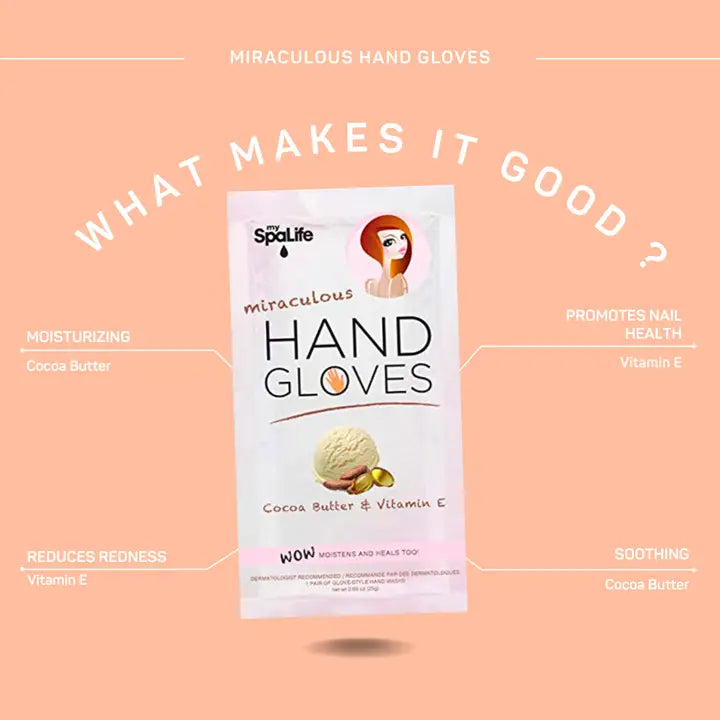 Moisturizing Hand Gloves, Cocoa Butter & Vitamin E Infused