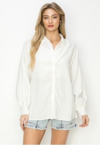 Balloon Sleeve Linen Top