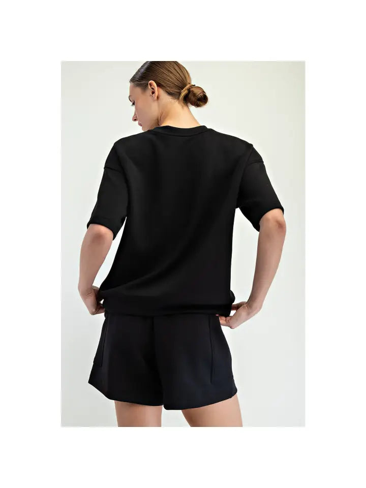 Black Short Sleeve Top