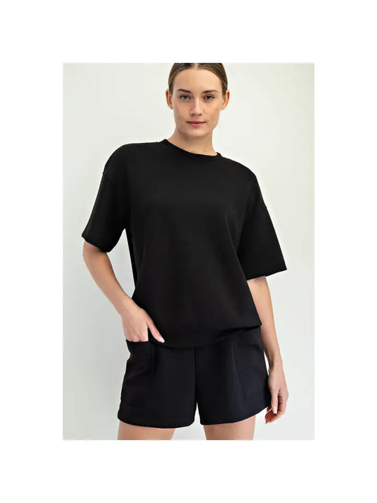 Black Short Sleeve Top