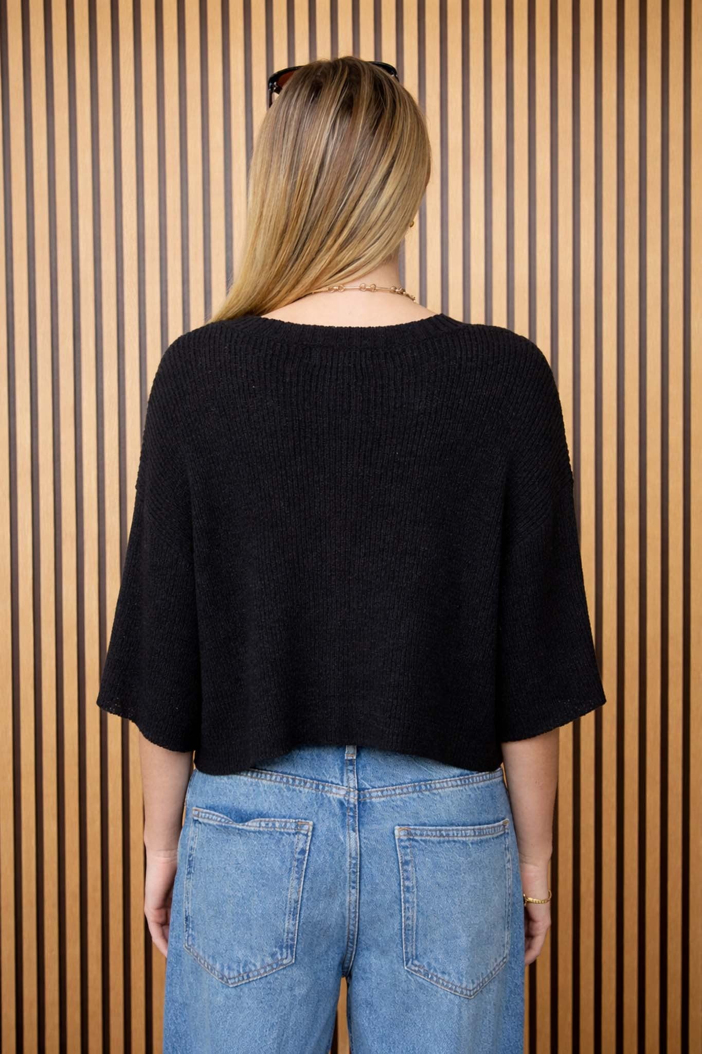 Boxy Short Sleeve Button Down Knit Cardigan