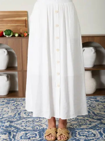 Front Button Midi Skirt