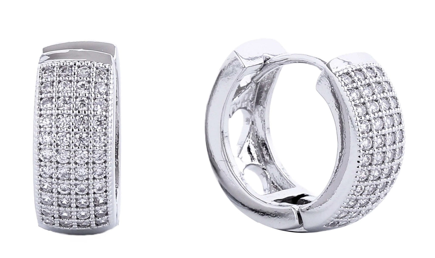 14K Dipped Huggie Hoop Rhinestone Earrings