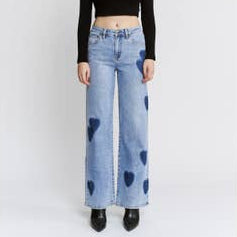 Heart Patch Wide Leg Jeans