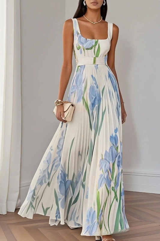 Floral Pleated Maxi Dress