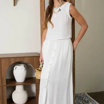 Front Button Midi Skirt