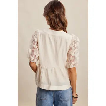 Lace Puff Sleeve Blouse